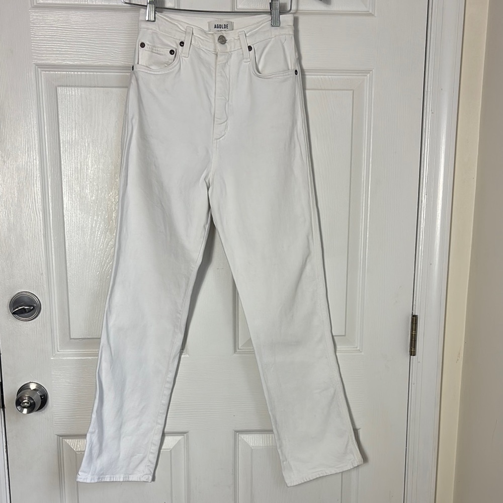 Agolde Women's White Straight Leg Jeans